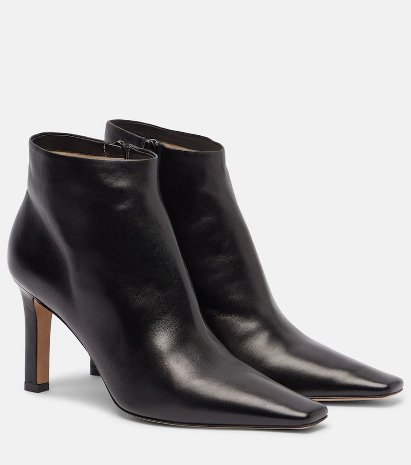 The Row Carla 80 leather ankle boots