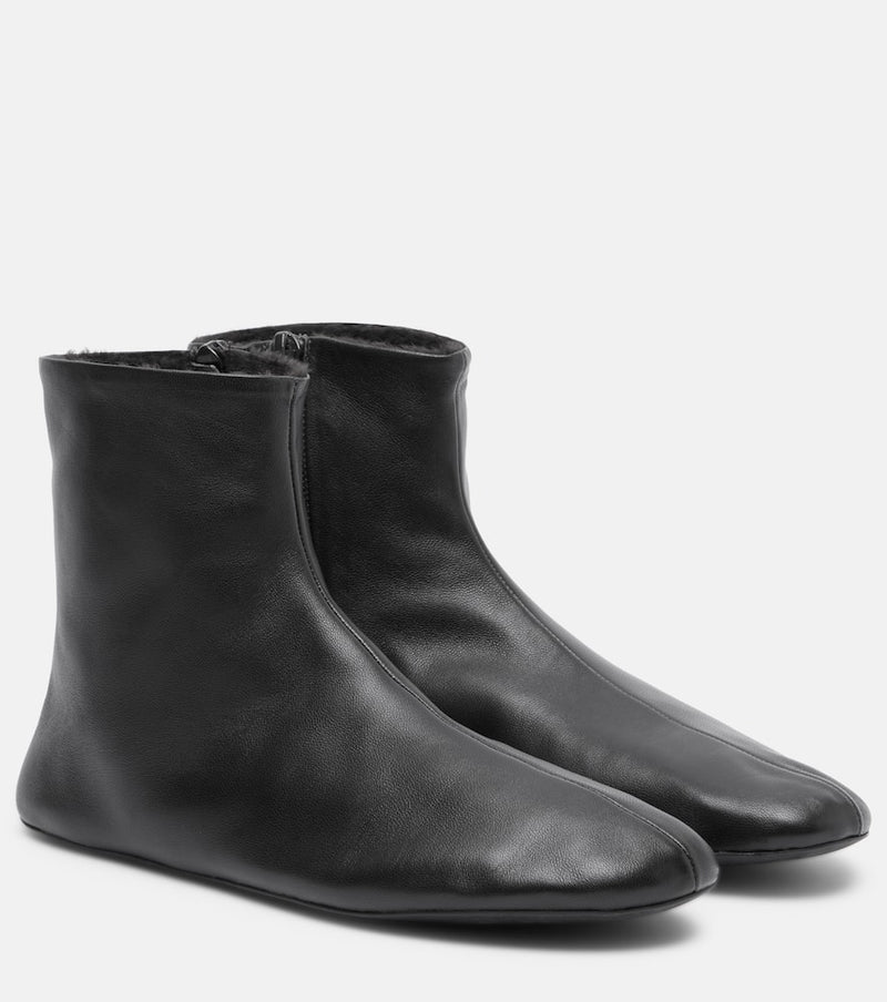 The Row Stella shearling-lined leather ankle boots