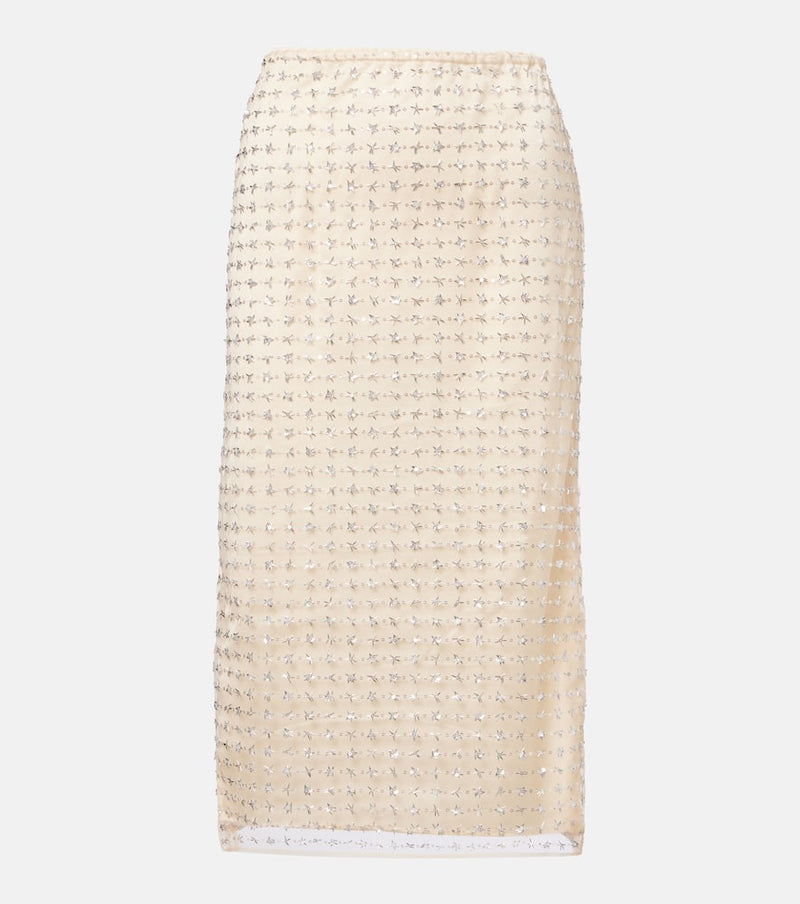 Staud Ciara beaded sheer tulle midi skirt