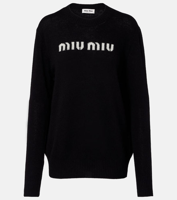 Miu Miu Logo wool and cashmere sweater