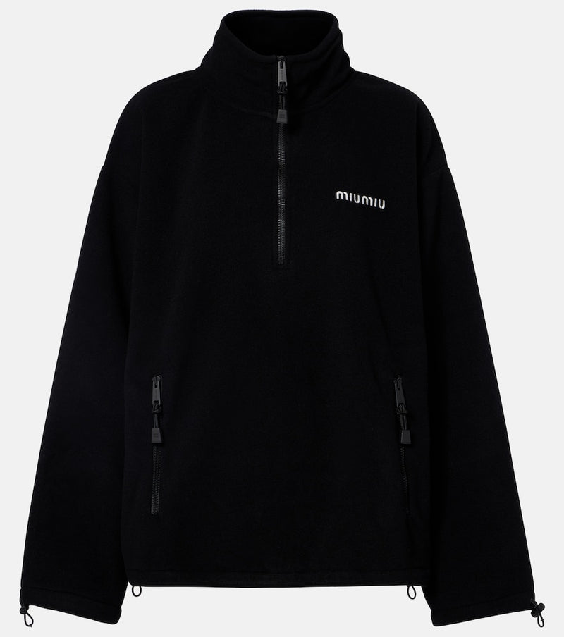Miu Miu Logo fleece half-zip sweatshirt