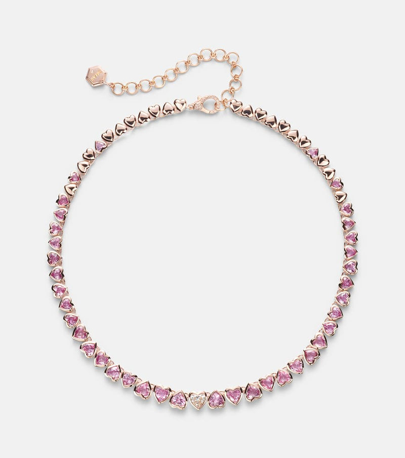 Shay Jewelry Tennis 18kt rose gold necklace with sapphires and diamond