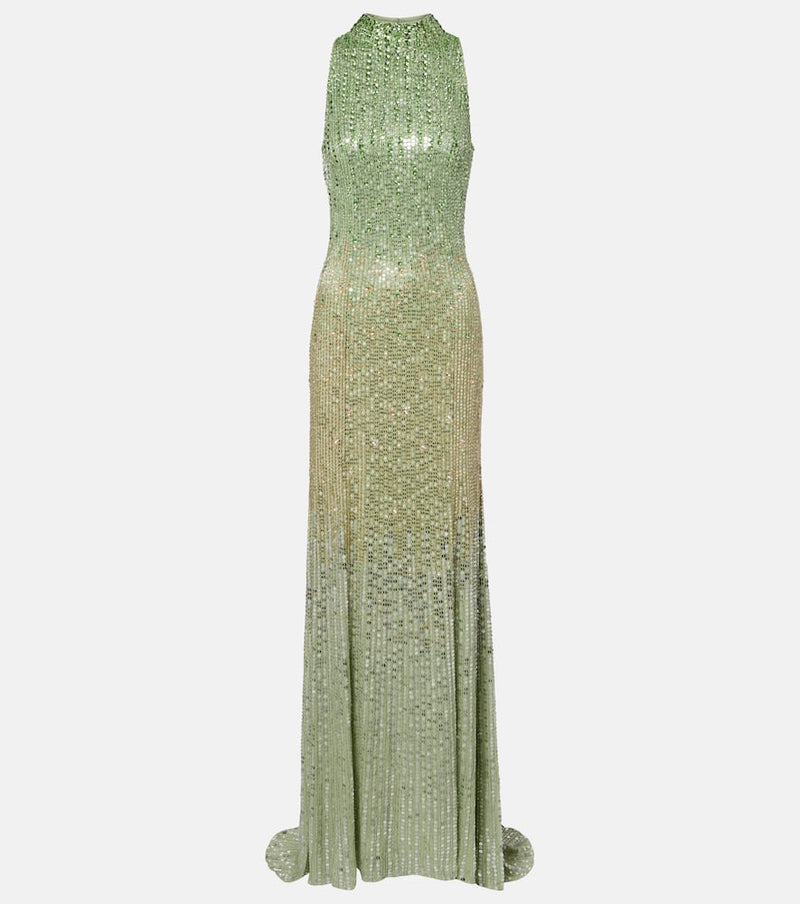 Jenny Packham Benue Embellished Halterneck Gown Green