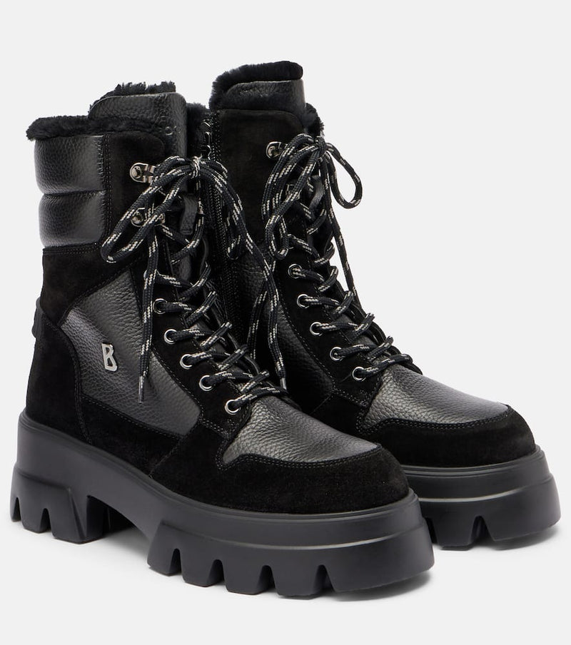 Bogner Sapporo suede and leather combat boots