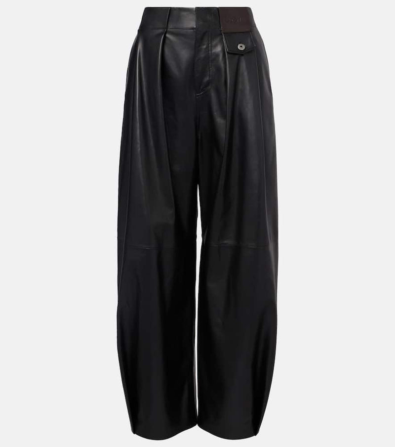 Loewe Leather barrel-leg pants