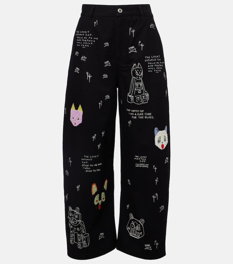 Loewe x Louis Wain embroidered wide-leg jeans