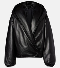 Alaia Hooded leather bomber jacket