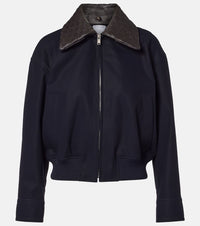 Bottega Veneta Leather-trimmed cotton twill blouson jacket