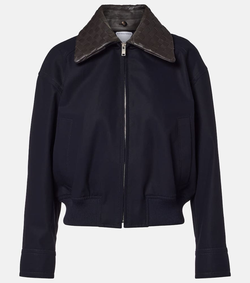 Bottega Veneta Leather-trimmed cotton twill blouson jacket