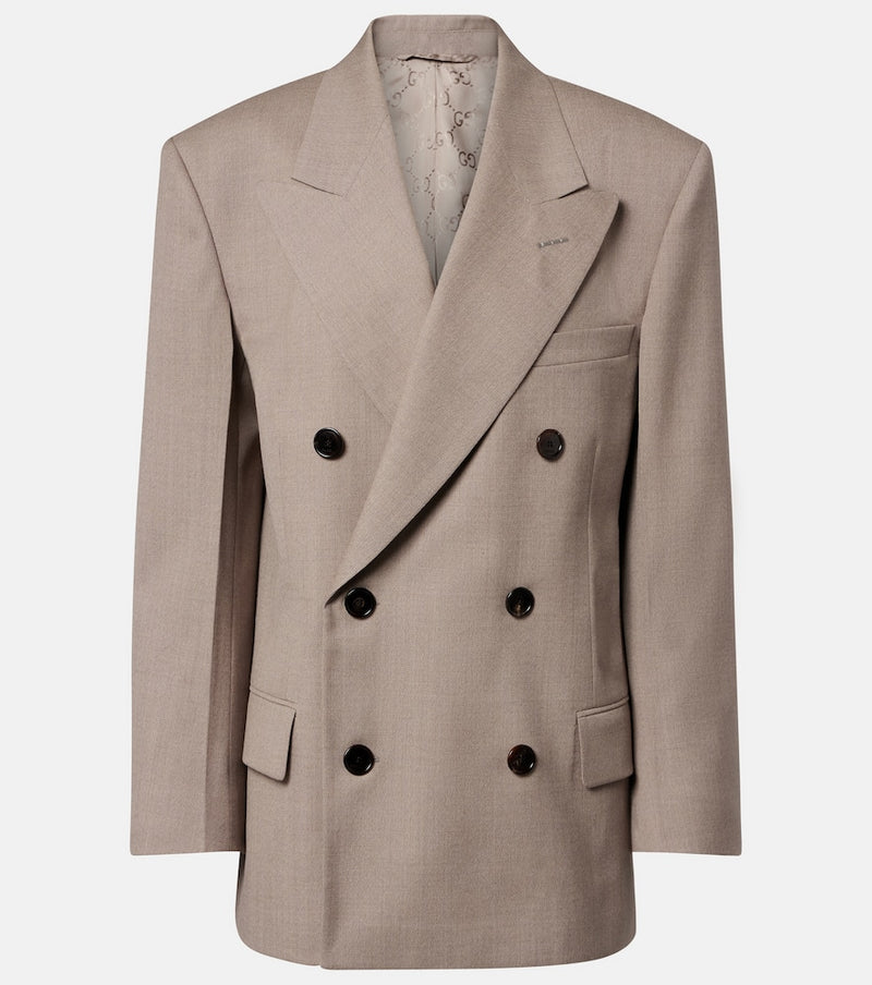 Gucci Double-breasted wool mouline blazer