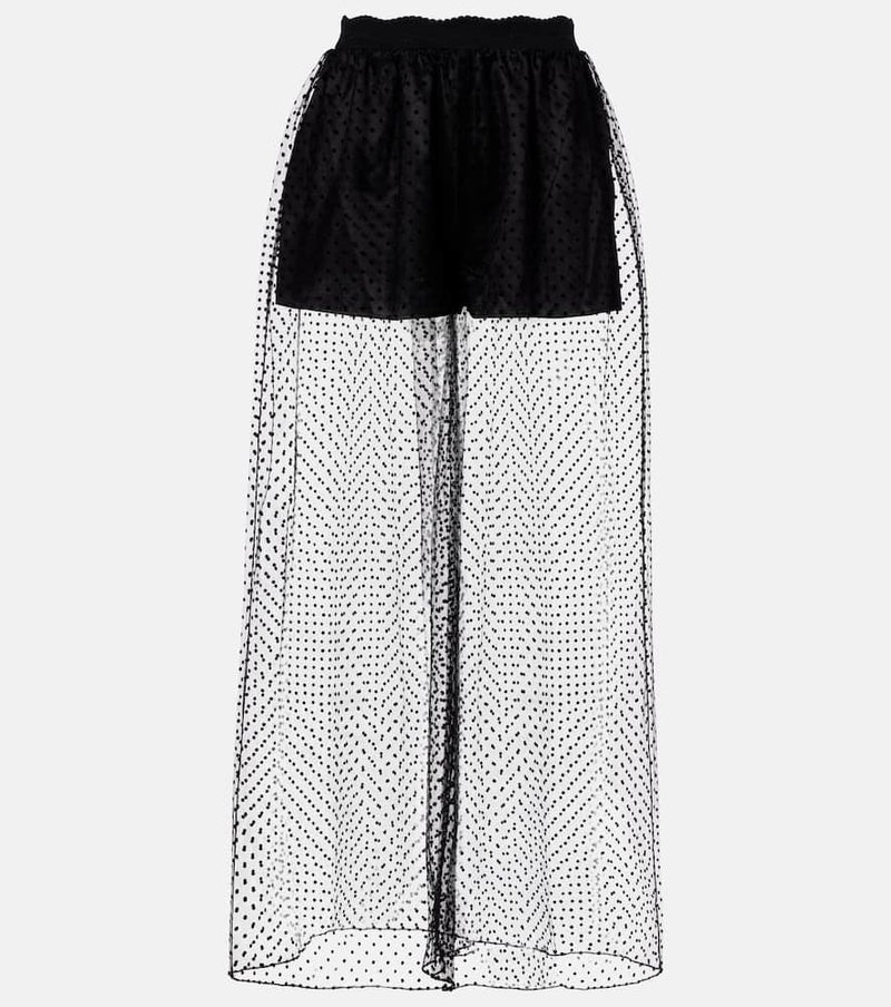 Alaia Polka-dot mesh wide-leg pants