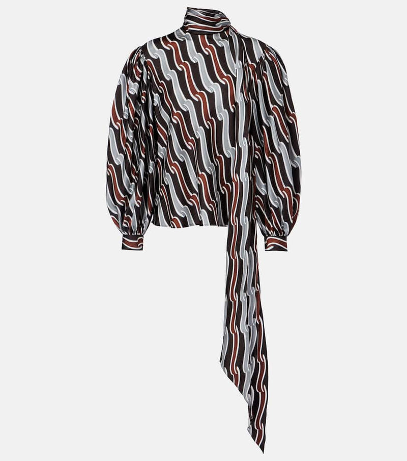 Gucci Printed Tie-Neck Silk Twill Blouse Multicoloured