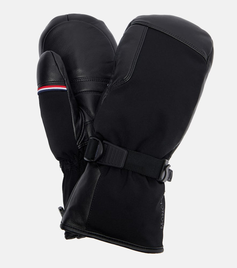 Moncler Leather-trimmed padded ski mittens