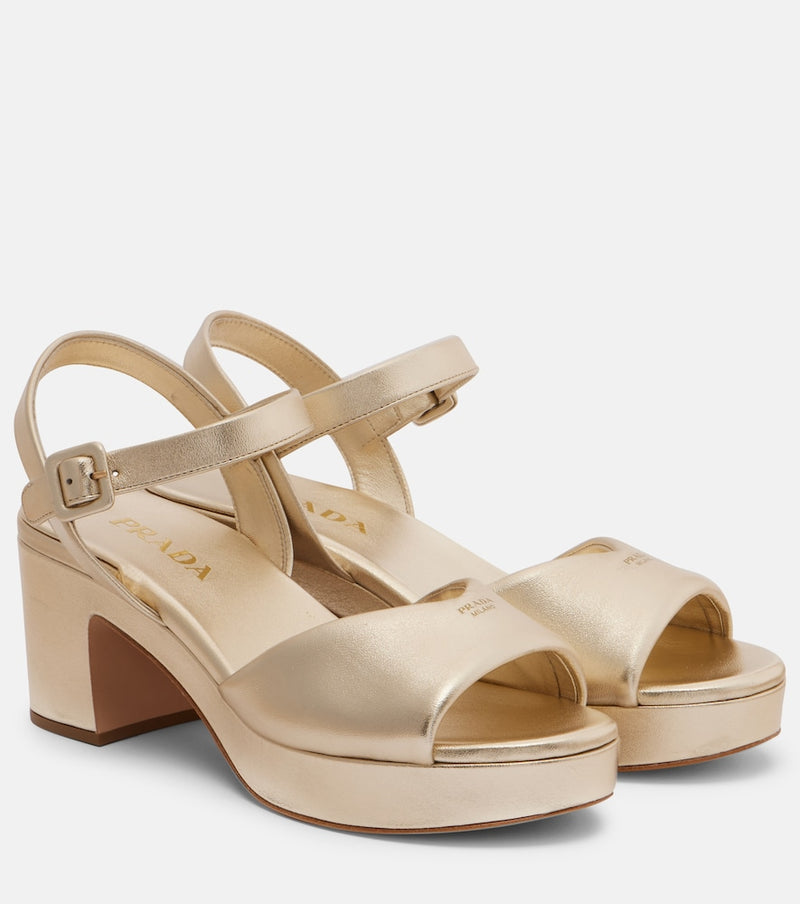 Prada Metallic leather platform sandals