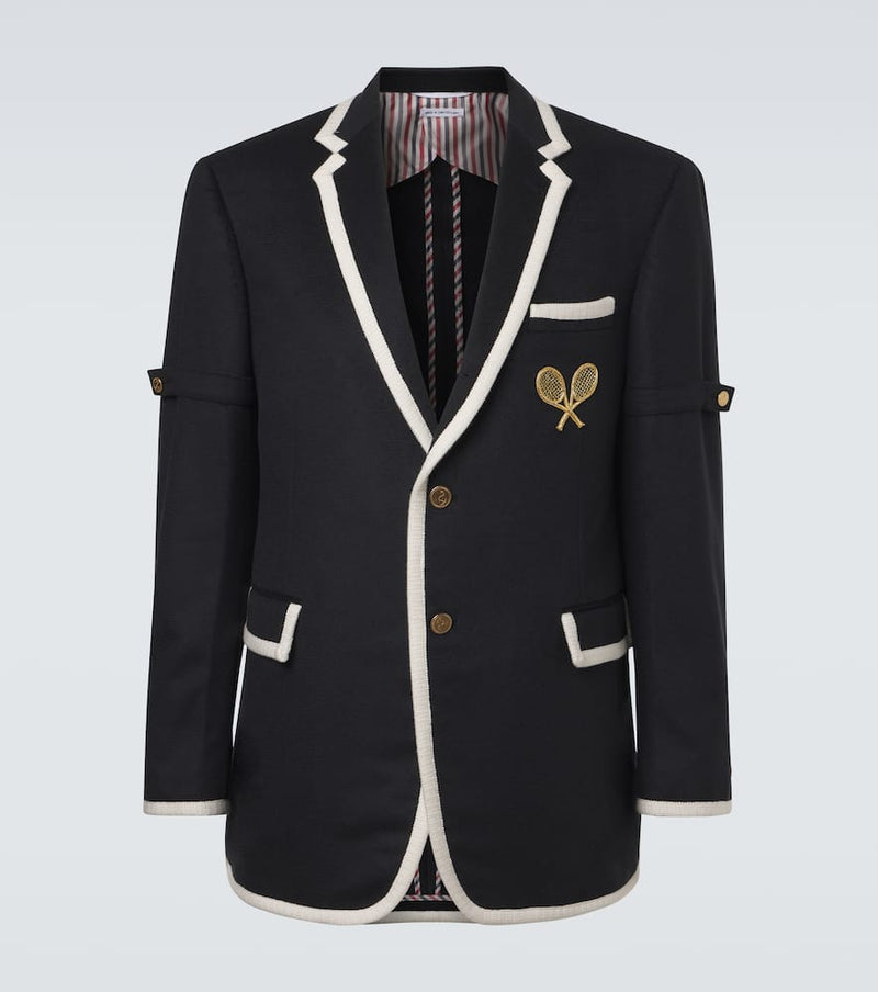 Thom Browne Embroidered cashmere zibeline blazer