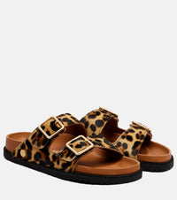 Birkenstock 1774 Arizona leopard-print calf hair slides