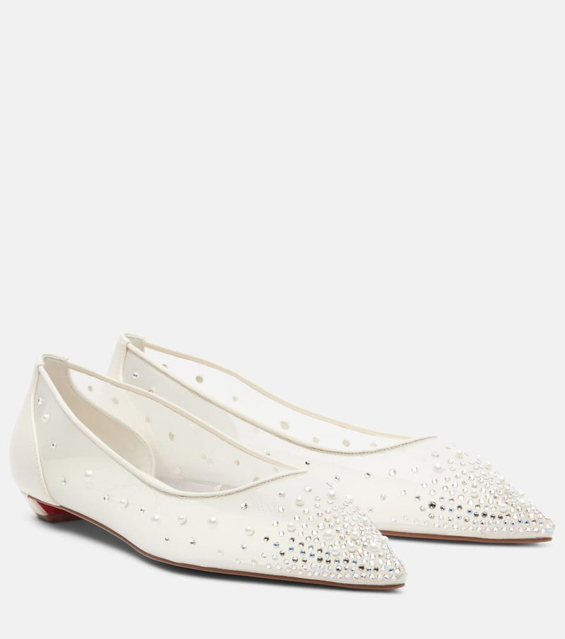 Christian Louboutin Miss Z Degrastrassina Perla mesh flats
