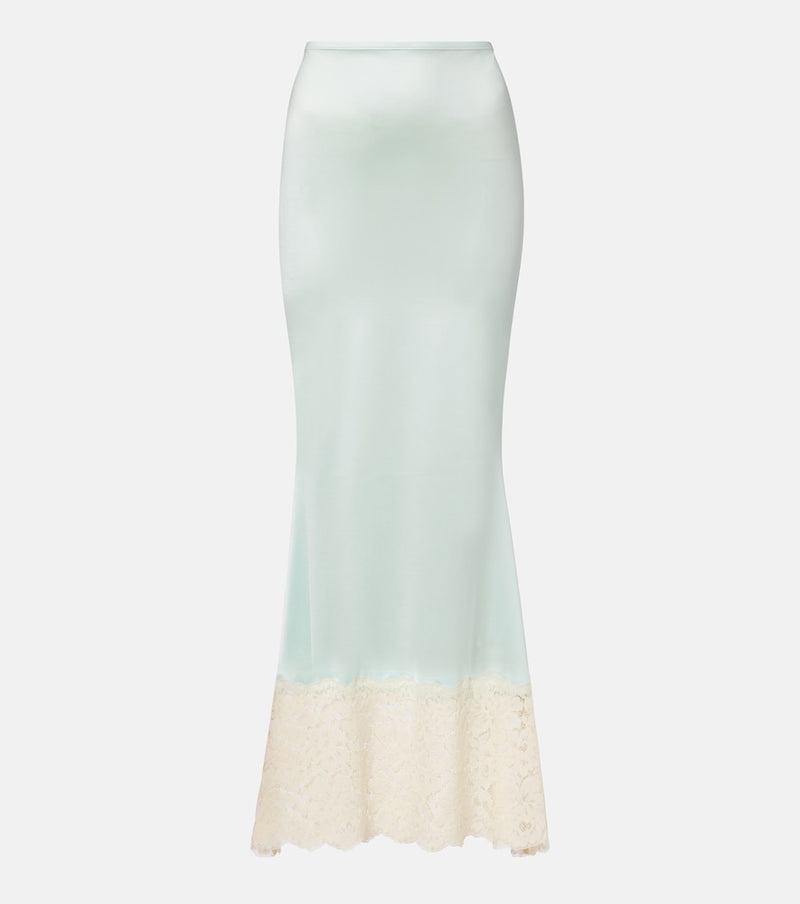 Montce Natalia lace-trimmed satin slip skirt