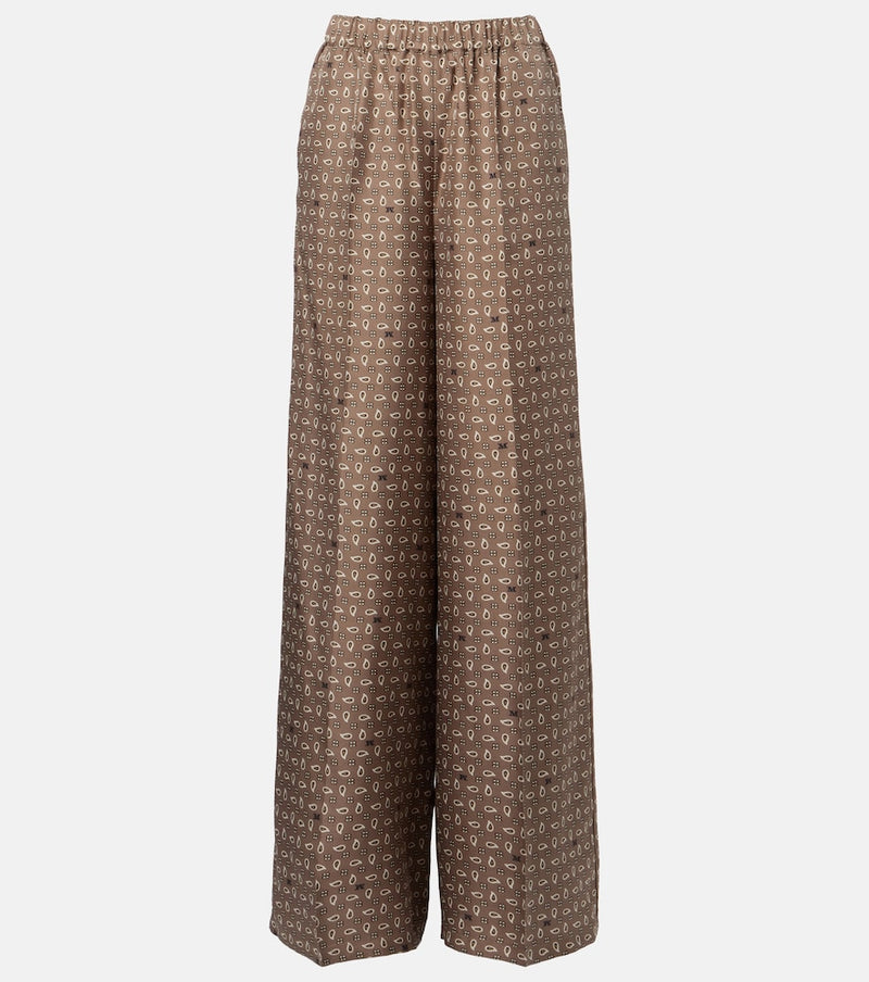 Max Mara Vischio printed silk satin wide-leg pants