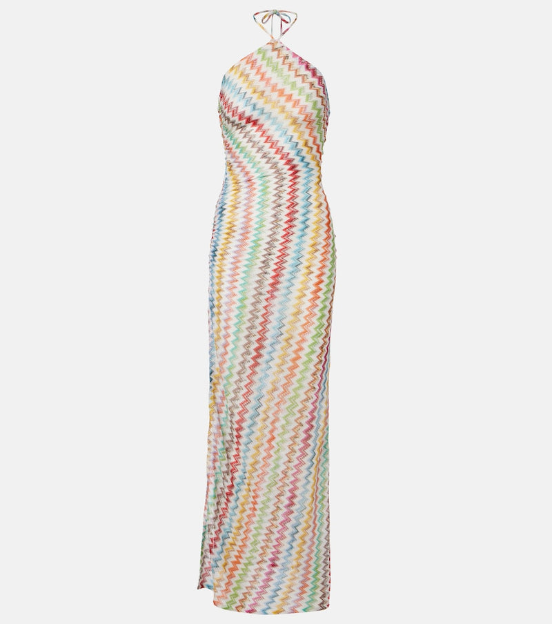 Missoni Zigzag halterneck lame maxi dress