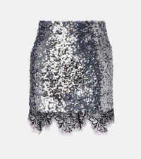 Jacques Wei Lace-trimmed sequined miniskirt