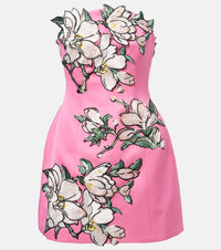 Leo Lin Floral-applique embroidered minidress