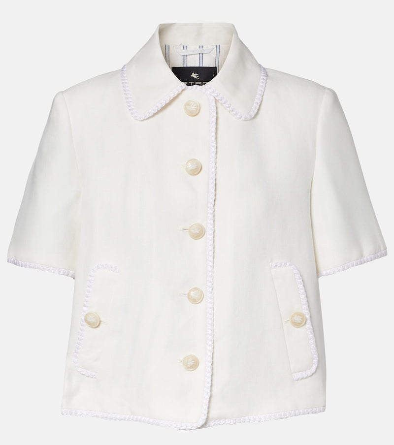 Etro Wool-blend trimmed linen jacket