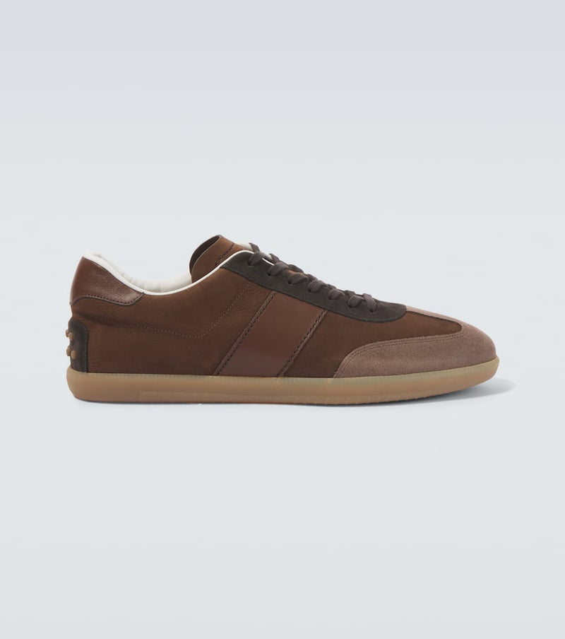 Tod'S Tabs Leather And Suede Sneakers Brown