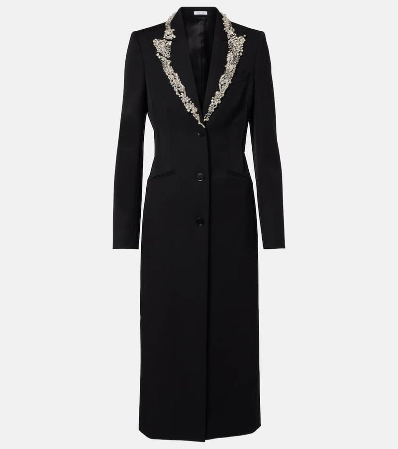 McQueen Embellished wool grain de poudre coat