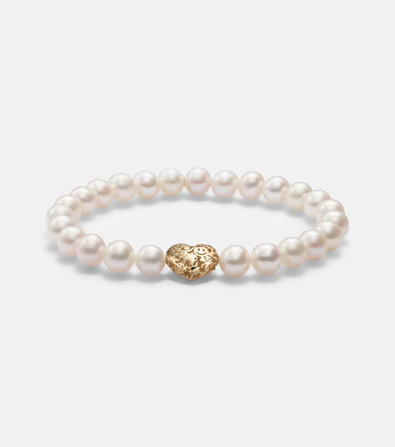Sydney Evan Puffy Icon Wallpaper Heart 14kt gold bracelet with pearls