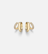 Sydney Evan Tri-Link 14kt gold huggie earrings with diamonds