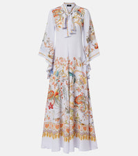 Etro Scarf-detail floral silk maxi dress