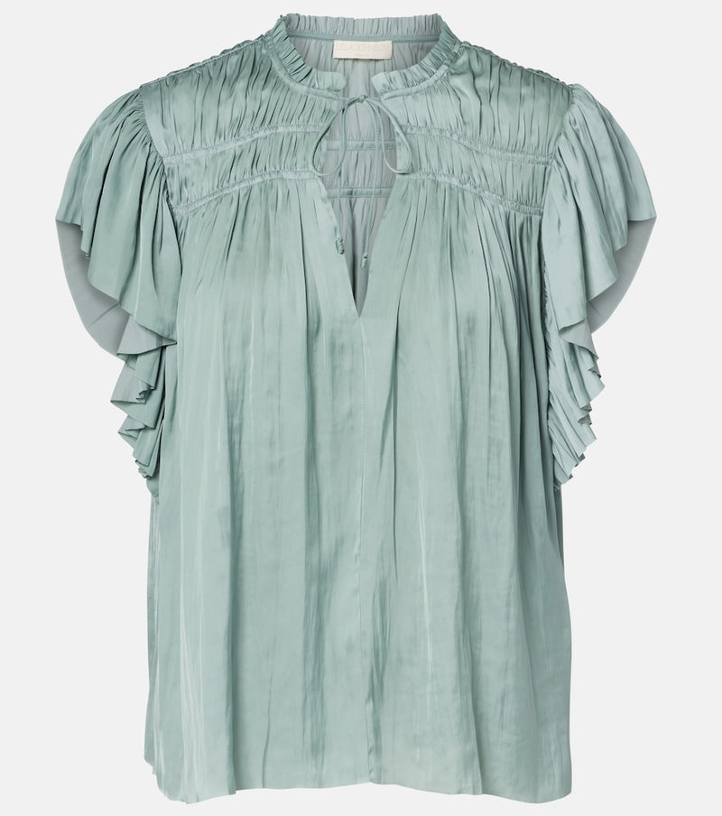 Ulla Johnson Agosta plisse satin top