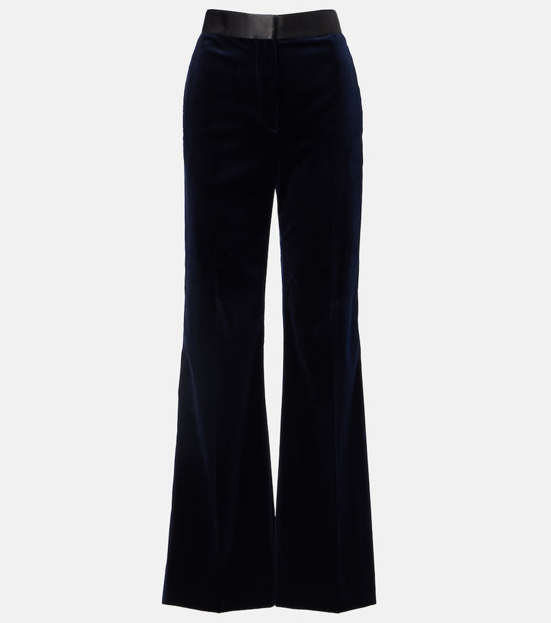 Victoria Beckham Satin-trimmed velvet wide-leg pants