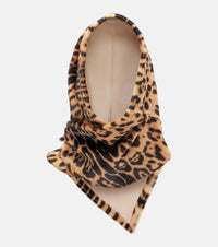 Nour Hammour Foulard leopard-print shearling scarf