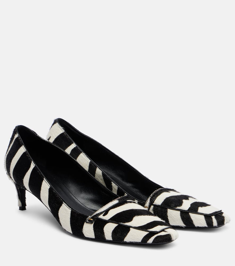 Khaite Celia 50 Zebra-Print Calf Hair Pumps Black