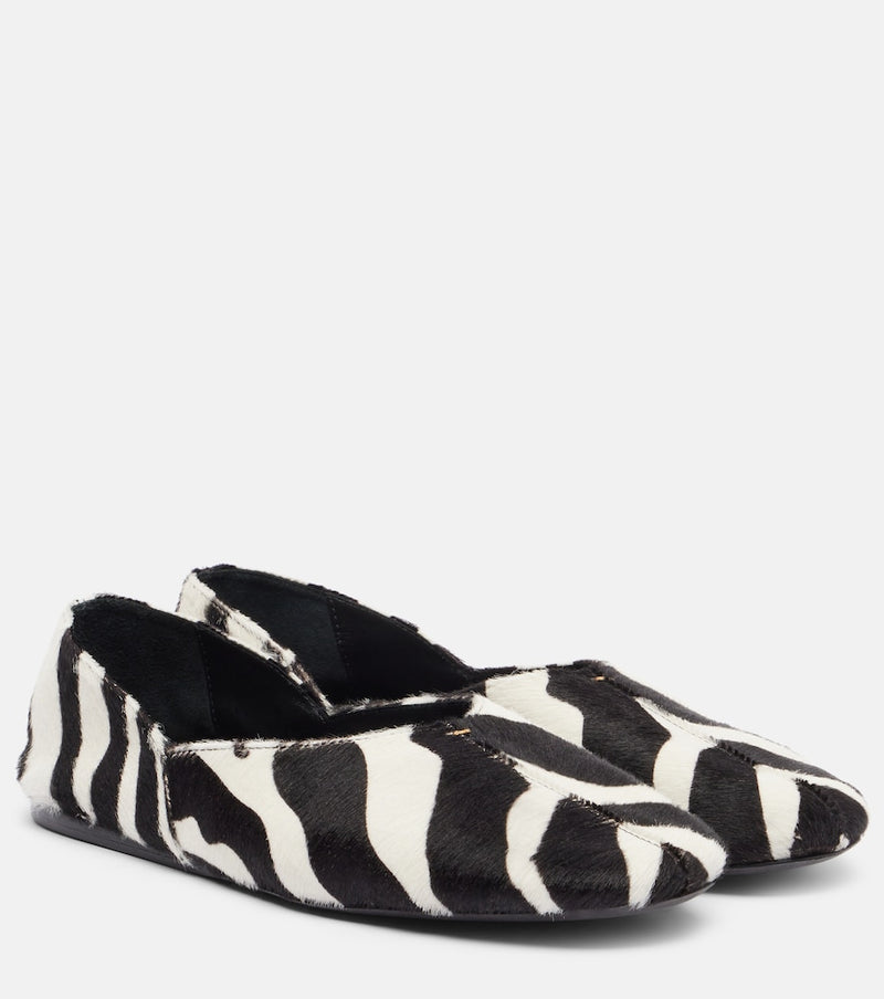 Khaite Jane zebra-print calf hair ballet flats