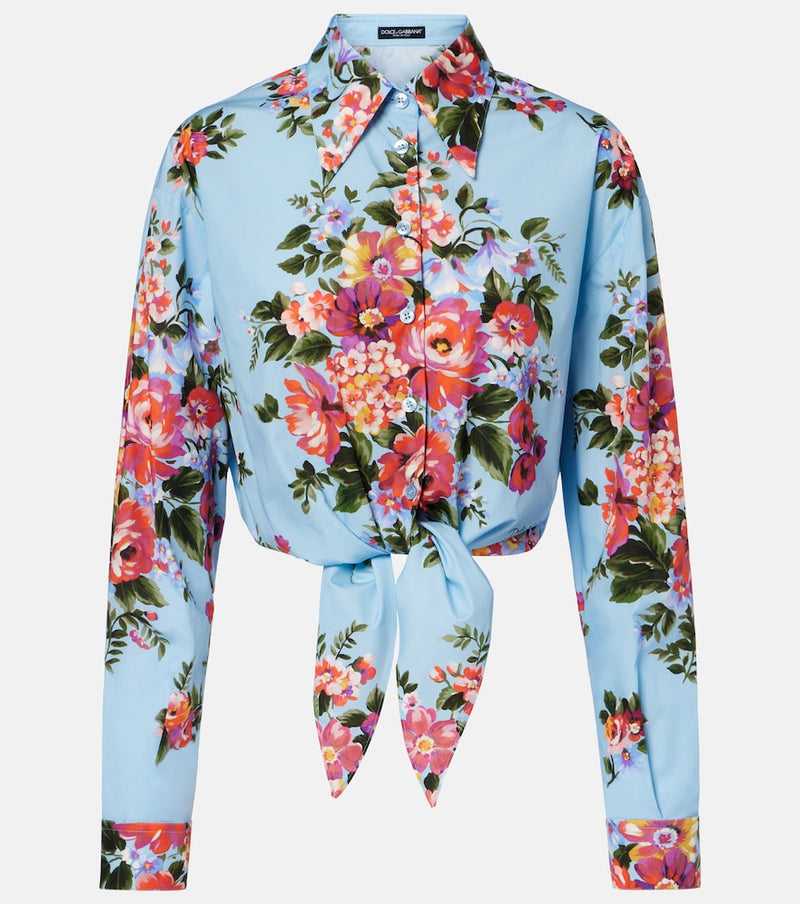 Dolce & Gabbana Floral cropped cotton shirt