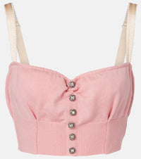 Dolce & Gabbana Embellished cropped silk-blend crop top