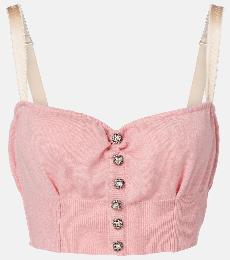 Dolce & Gabbana Embellished cropped silk-blend crop top
