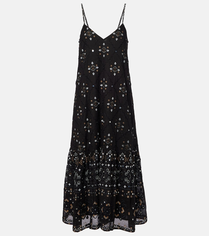 Juliet Dunn Embroidered cotton midi dress