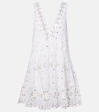 Juliet Dunn Embroidered cotton minidress
