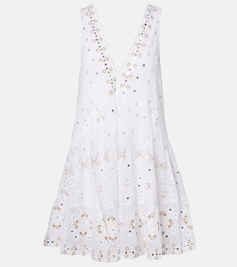 Juliet Dunn Embroidered cotton minidress