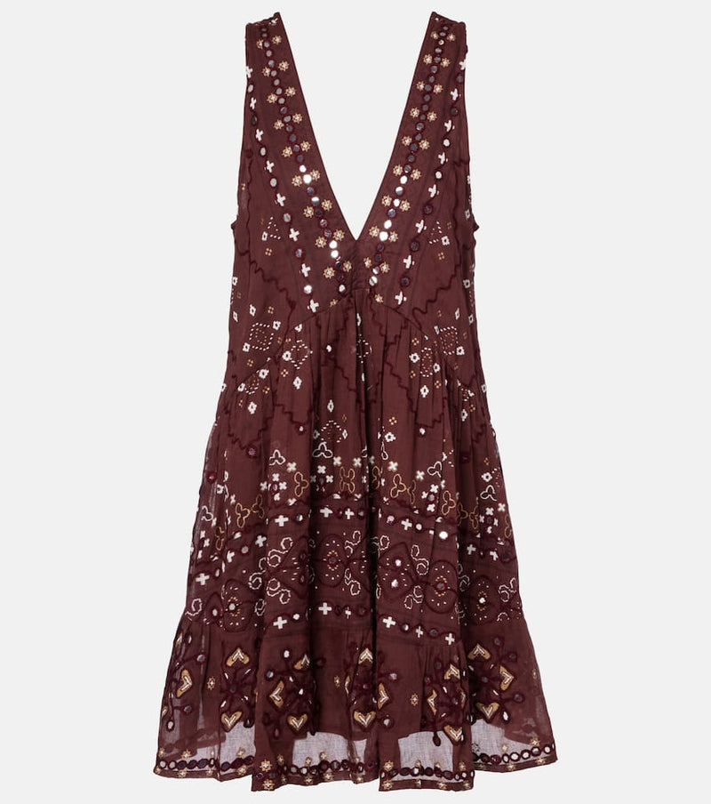 Juliet Dunn Embroidered cotton minidress