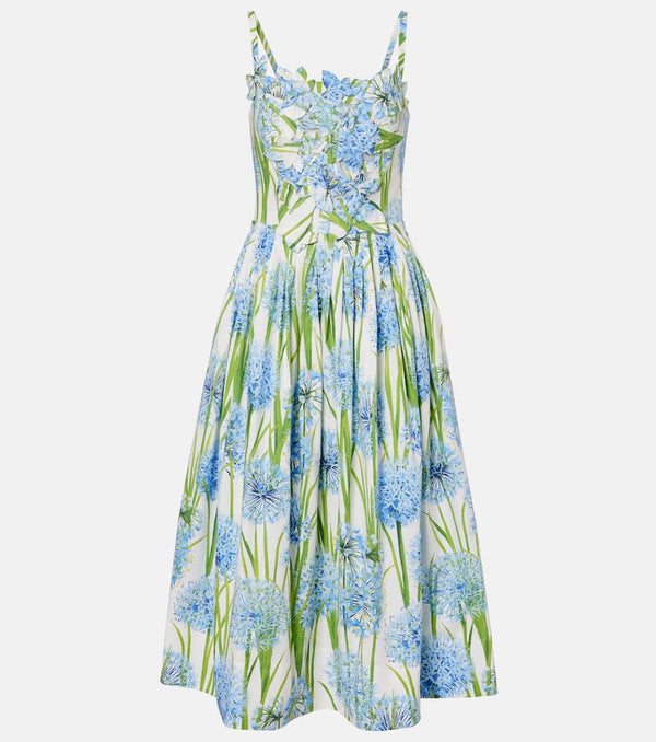 Oscar de la Renta Allium floral cotton-blend midi dress