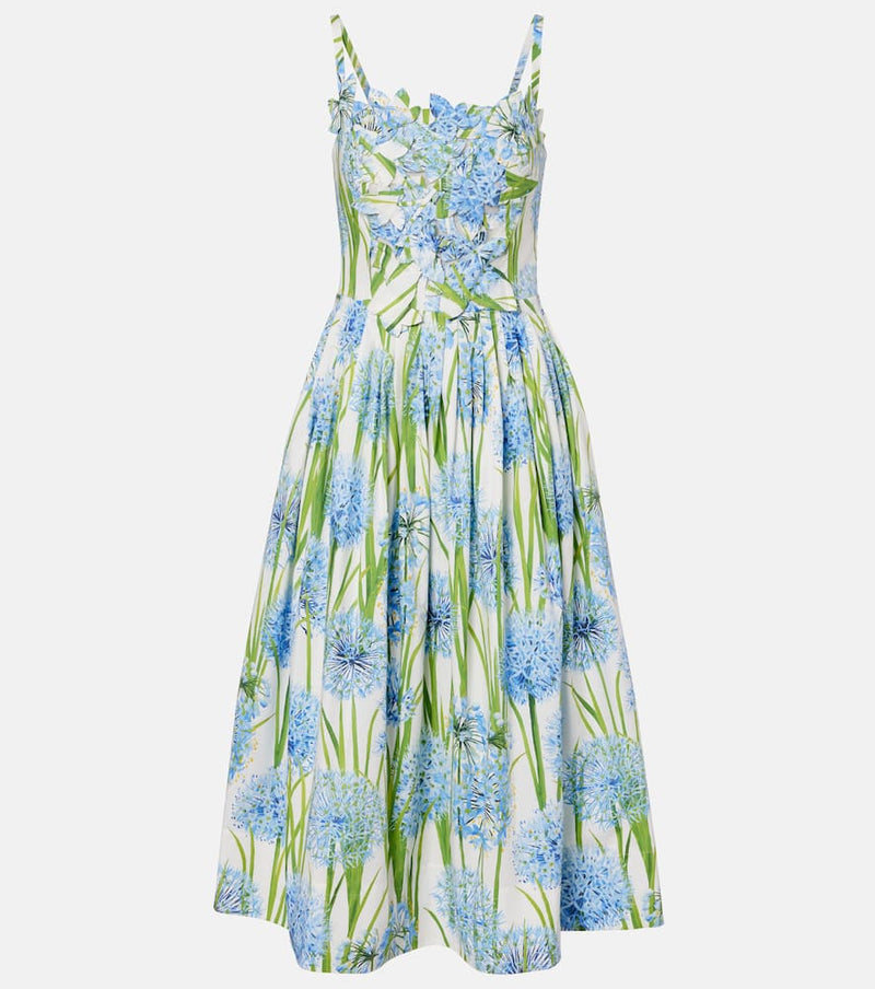 Oscar de la Renta Allium floral cotton-blend midi dress