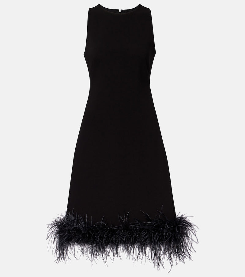 Max Mara Semito feather-trimmed midi dress