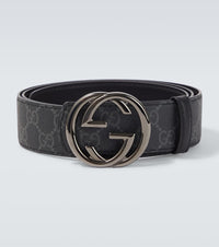 Gucci GG Canvas Interlocking G reversible leather belt