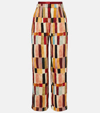 Alemais x LRNCE Marjorelle printed linen and silk palazzo pants