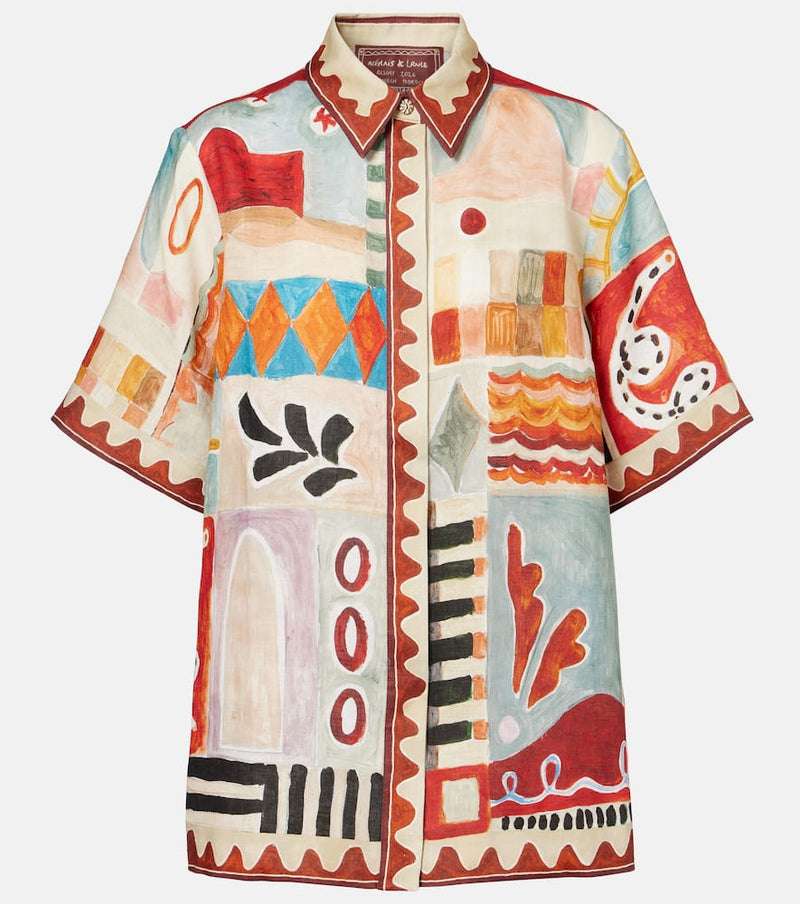 Alemais x LRNCE Michelle printed linen shirt